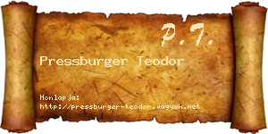 Pressburger Teodor névjegykártya